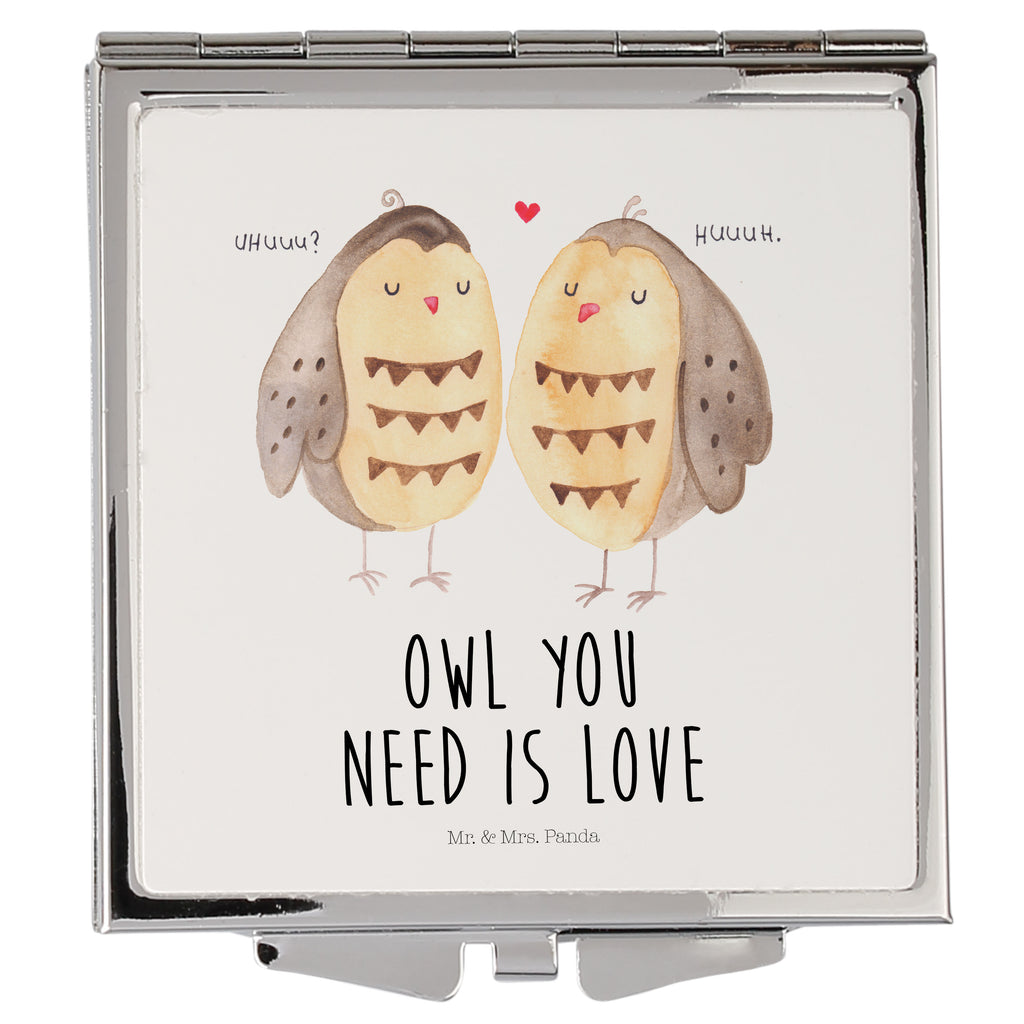 Handtaschenspiegel quadratisch Eule Liebe Spiegel, Handtasche, Quadrat, silber, schminken, Schminkspiegel, Eule, Eule Deko, Liebe, Hochzeit Spruch, Owl, All you need is love, Liebe Spruch, Freundin Geschenk, Freund, Wortspiel lustig