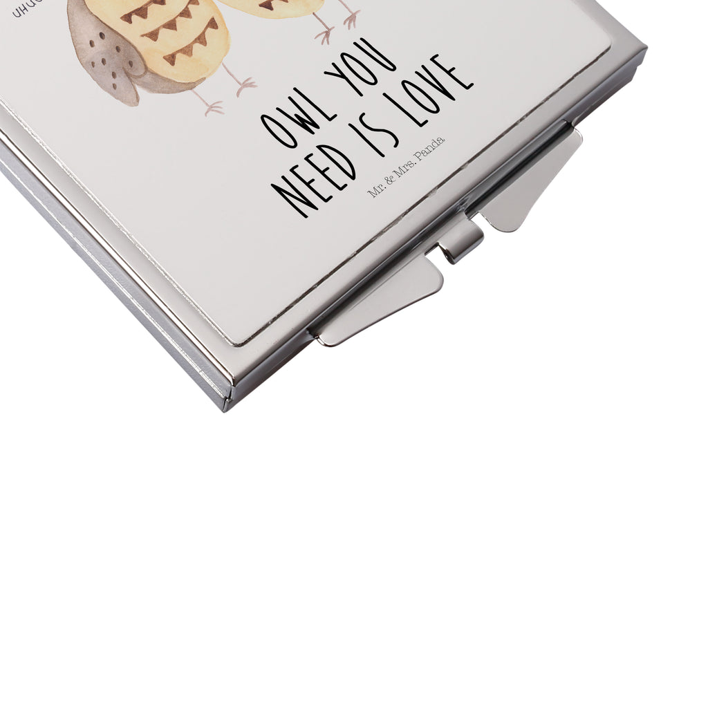 Handtaschenspiegel quadratisch Eule Liebe Spiegel, Handtasche, Quadrat, silber, schminken, Schminkspiegel, Eule, Eule Deko, Liebe, Hochzeit Spruch, Owl, All you need is love, Liebe Spruch, Freundin Geschenk, Freund, Wortspiel lustig