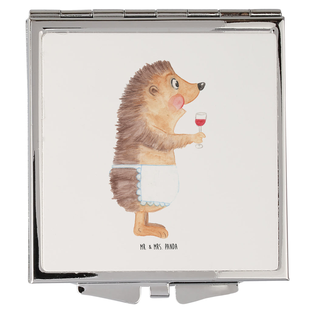 Handtaschenspiegel quadratisch Igel mit Wein Spiegel, Handtasche, Quadrat, silber, schminken, Schminkspiegel, Tiermotive, Gute Laune, lustige Sprüche, Tiere, Wein Spruch, Igel, Geschenk Weintrinker, Geschenk Weinliebhaber, Wein Deko, Weinglas, Rotwein, Weißwein, Wein trinken