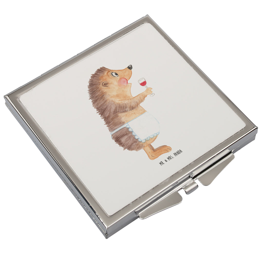 Handtaschenspiegel quadratisch Igel mit Wein Spiegel, Handtasche, Quadrat, silber, schminken, Schminkspiegel, Tiermotive, Gute Laune, lustige Sprüche, Tiere, Wein Spruch, Igel, Geschenk Weintrinker, Geschenk Weinliebhaber, Wein Deko, Weinglas, Rotwein, Weißwein, Wein trinken