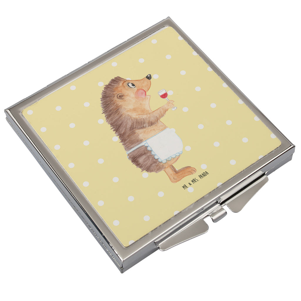 Handtaschenspiegel quadratisch Igel mit Wein Spiegel, Handtasche, Quadrat, silber, schminken, Schminkspiegel, Tiermotive, Gute Laune, lustige Sprüche, Tiere, Wein Spruch, Igel, Geschenk Weintrinker, Geschenk Weinliebhaber, Wein Deko, Weinglas, Rotwein, Weißwein, Wein trinken