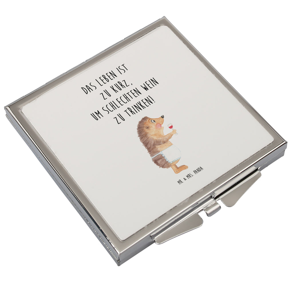 Handtaschenspiegel quadratisch Igel mit Wein Spiegel, Handtasche, Quadrat, silber, schminken, Schminkspiegel, Tiermotive, Gute Laune, lustige Sprüche, Tiere, Wein Spruch, Igel, Geschenk Weintrinker, Geschenk Weinliebhaber, Wein Deko, Weinglas, Rotwein, Weißwein, Wein trinken