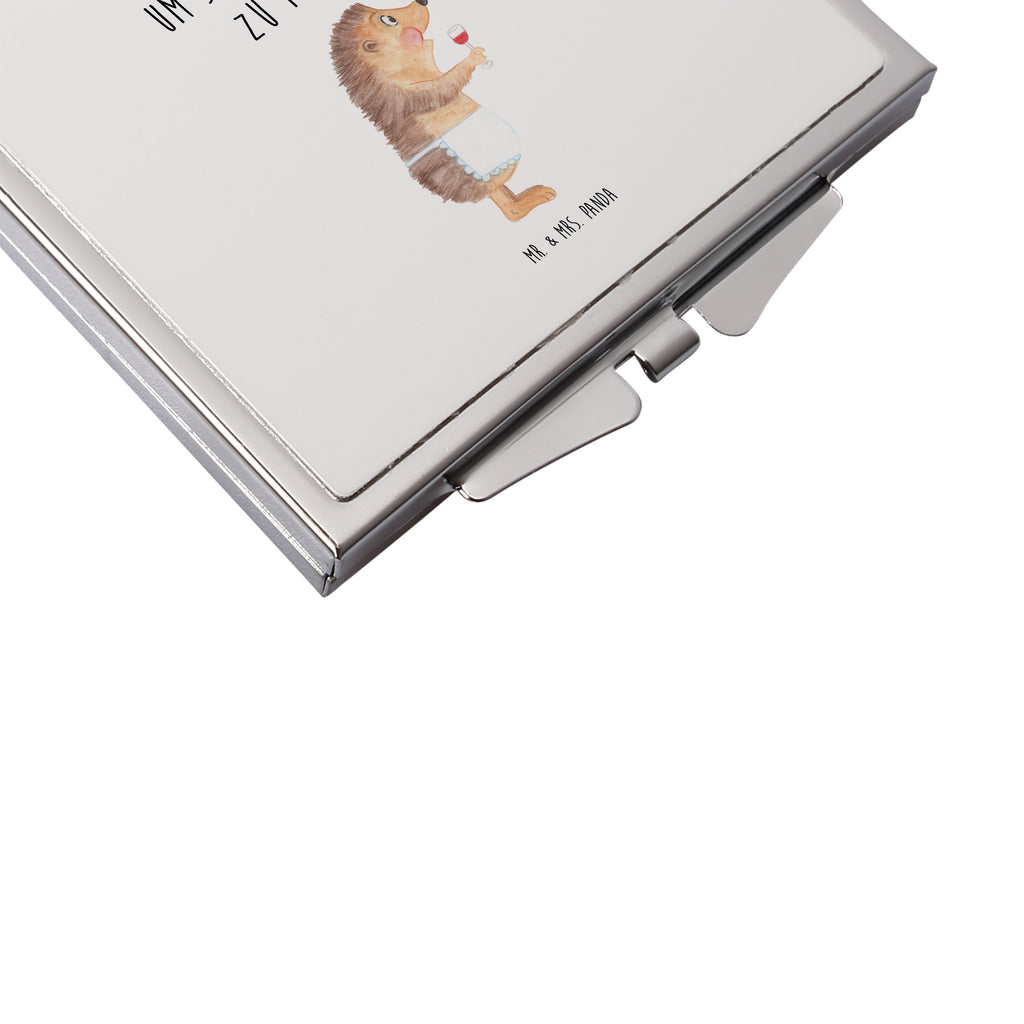 Handtaschenspiegel quadratisch Igel mit Wein Spiegel, Handtasche, Quadrat, silber, schminken, Schminkspiegel, Tiermotive, Gute Laune, lustige Sprüche, Tiere, Wein Spruch, Igel, Geschenk Weintrinker, Geschenk Weinliebhaber, Wein Deko, Weinglas, Rotwein, Weißwein, Wein trinken