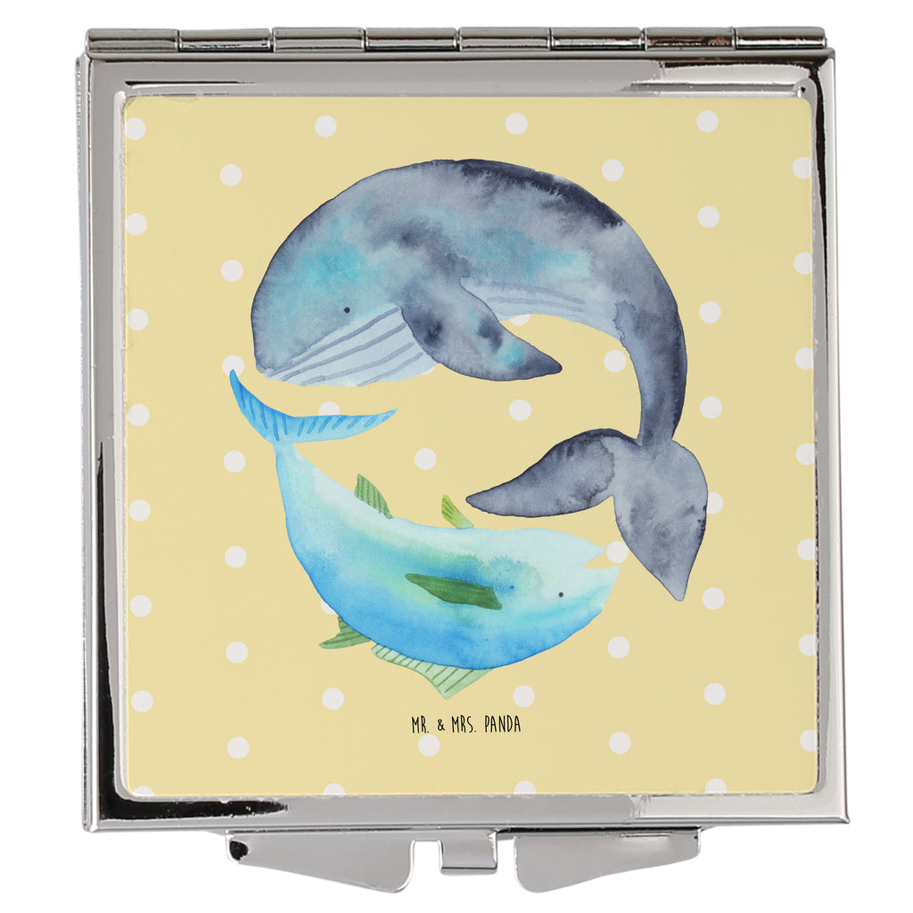 Handtaschenspiegel quadratisch Walfisch & Thunfisch Spiegel, Handtasche, Quadrat, silber, schminken, Schminkspiegel, Tiermotive, Gute Laune, lustige Sprüche, Tiere, Wal, Wahl, Tunfisch, Wortwitz lustig, Spruch lustig, Flachwitz, Witz, Spruch des Tages, Flachwitz Geschenk