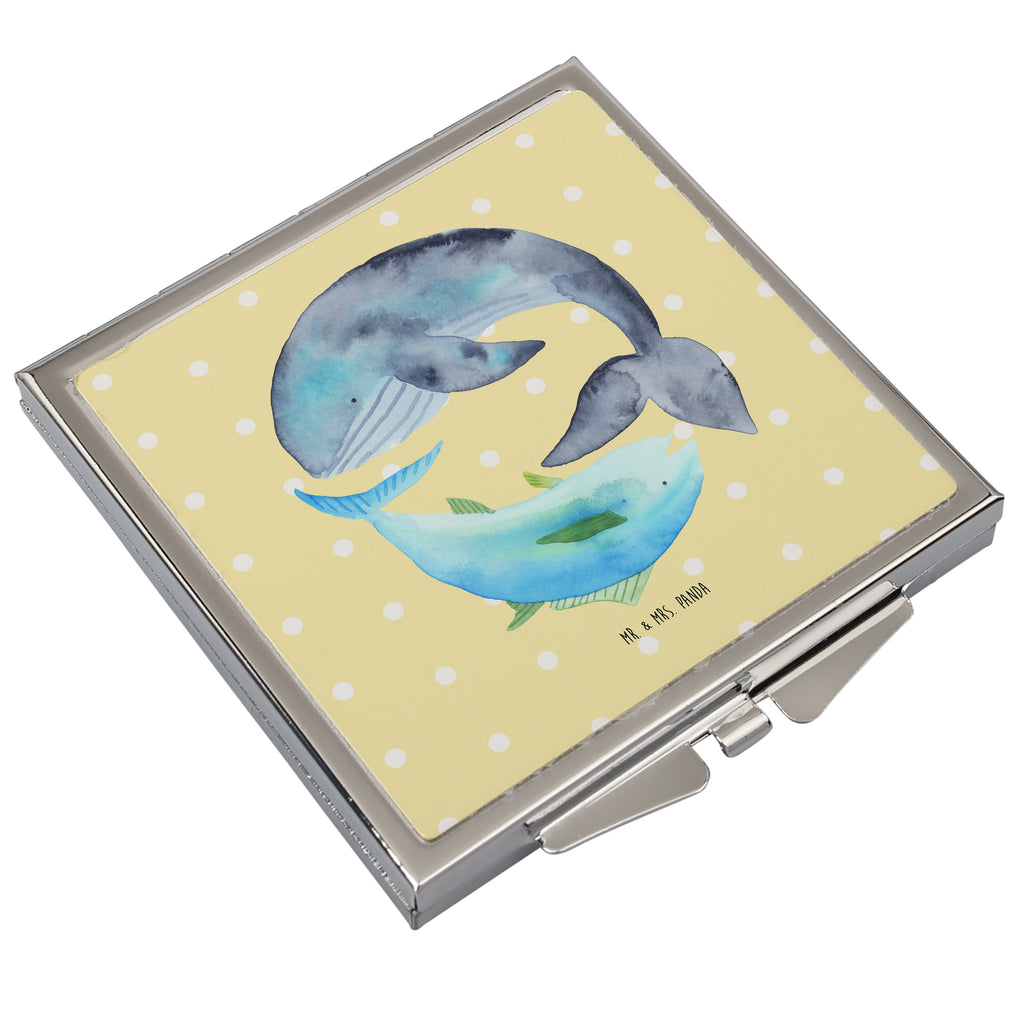 Handtaschenspiegel quadratisch Walfisch & Thunfisch Spiegel, Handtasche, Quadrat, silber, schminken, Schminkspiegel, Tiermotive, Gute Laune, lustige Sprüche, Tiere, Wal, Wahl, Tunfisch, Wortwitz lustig, Spruch lustig, Flachwitz, Witz, Spruch des Tages, Flachwitz Geschenk