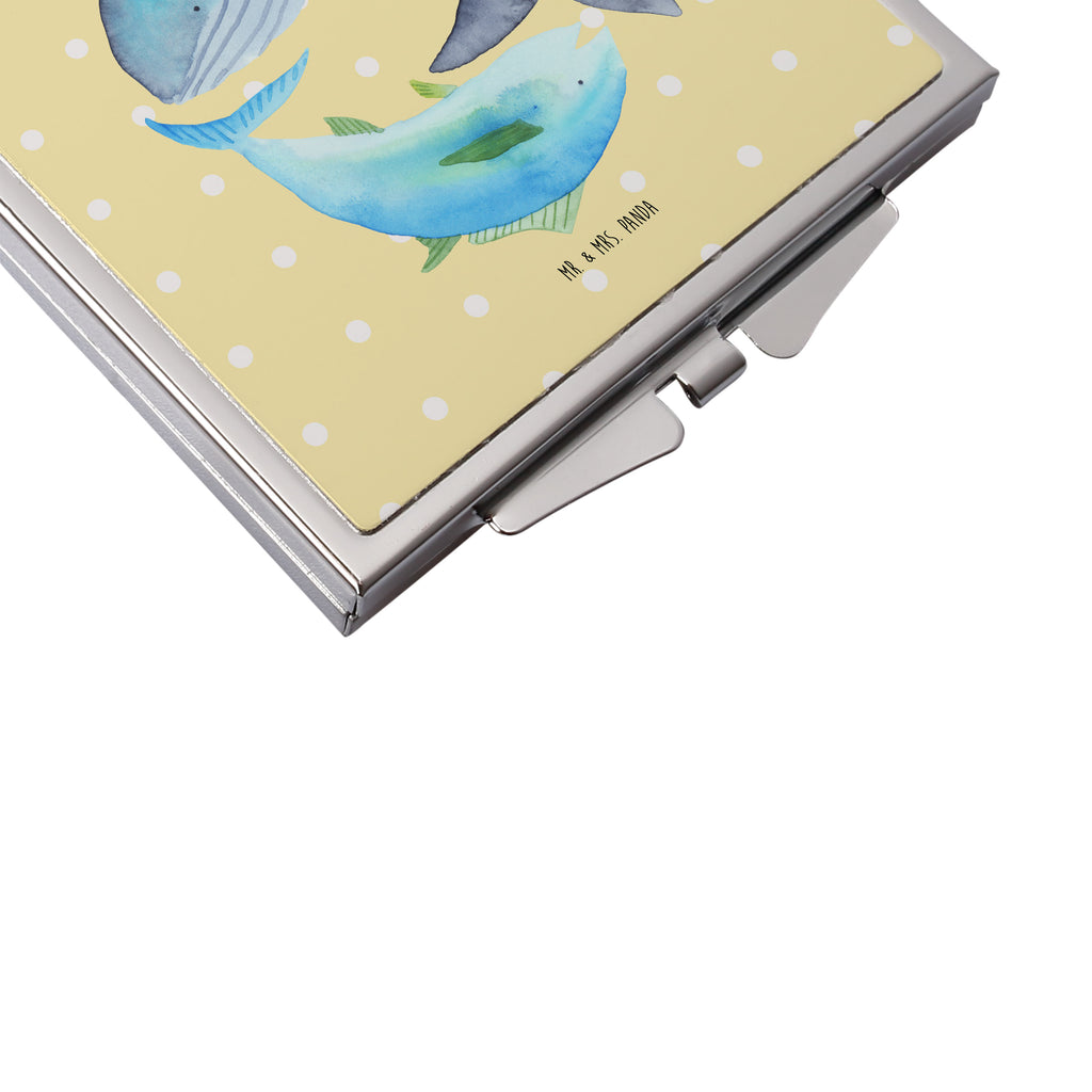 Handtaschenspiegel quadratisch Walfisch & Thunfisch Spiegel, Handtasche, Quadrat, silber, schminken, Schminkspiegel, Tiermotive, Gute Laune, lustige Sprüche, Tiere, Wal, Wahl, Tunfisch, Wortwitz lustig, Spruch lustig, Flachwitz, Witz, Spruch des Tages, Flachwitz Geschenk