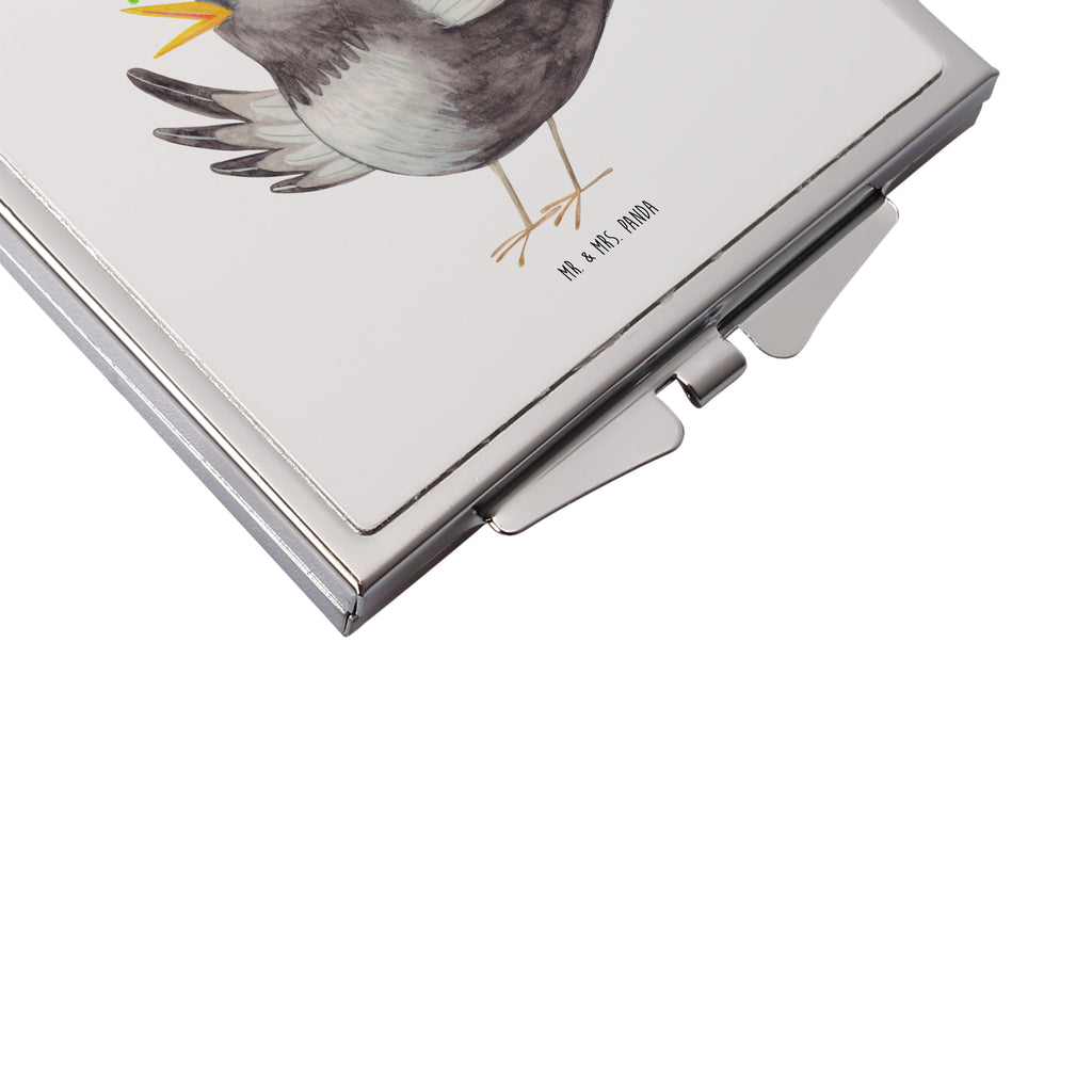 Handtaschenspiegel quadratisch Rabe mit Sombrero Spiegel, Handtasche, Quadrat, silber, schminken, Schminkspiegel, Tiermotive, Gute Laune, lustige Sprüche, Tiere, Rabe, Vogel, Vögel, Spruch positiv, fröhlich sein, glücklich sein, Glück Spruch, froh, Elster, Motivation