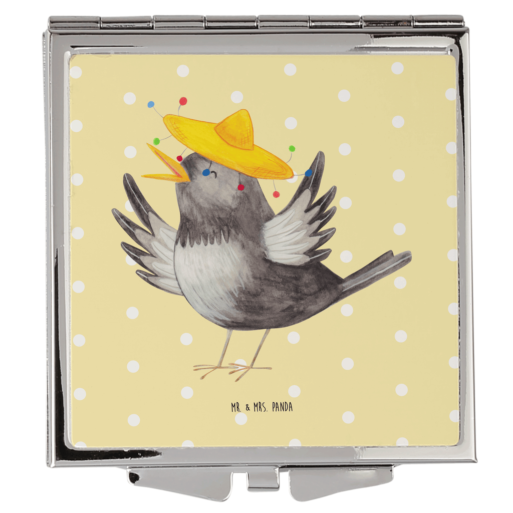 Handtaschenspiegel quadratisch Rabe mit Sombrero Spiegel, Handtasche, Quadrat, silber, schminken, Schminkspiegel, Tiermotive, Gute Laune, lustige Sprüche, Tiere, Rabe, Vogel, Vögel, Spruch positiv, fröhlich sein, glücklich sein, Glück Spruch, froh, Elster, Motivation
