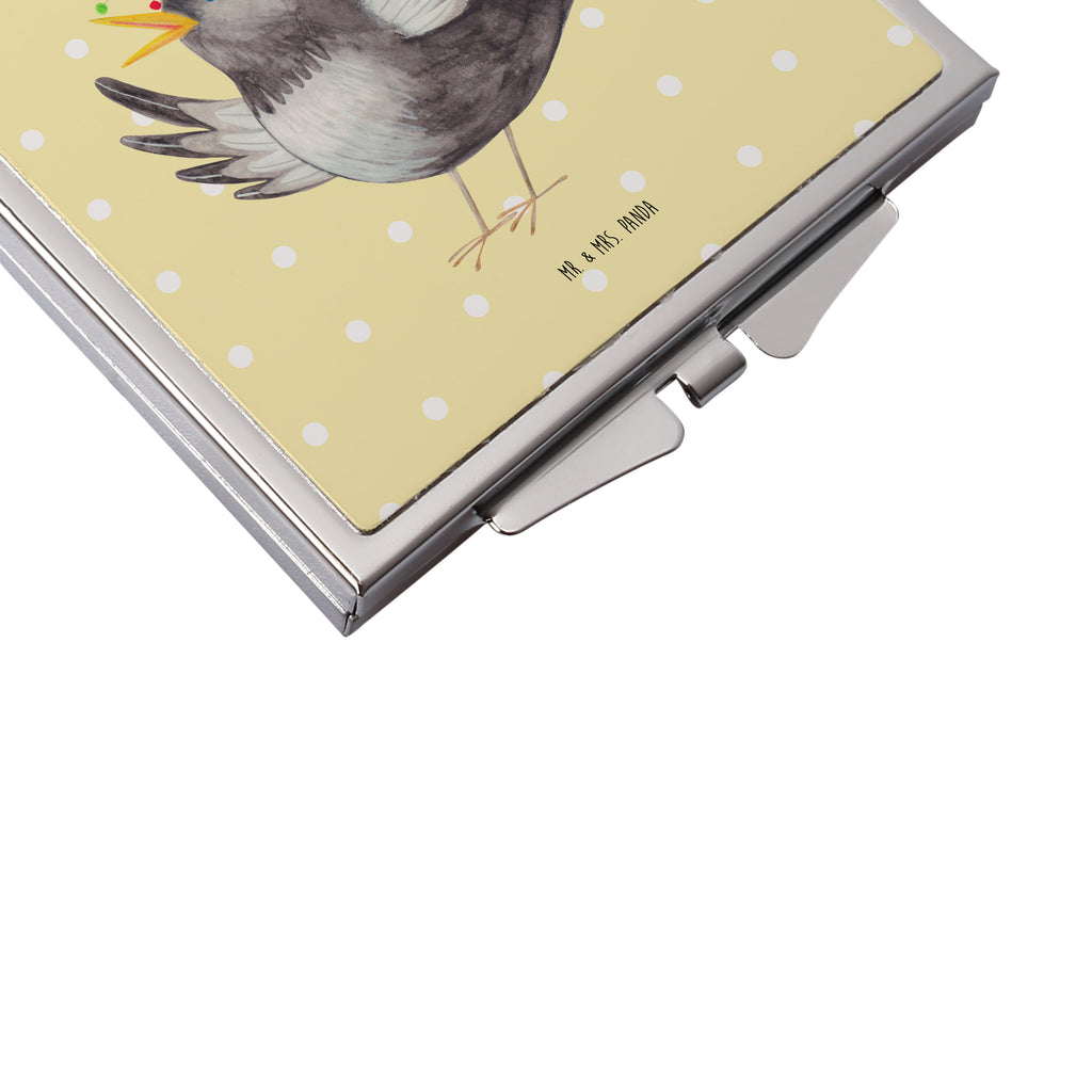 Handtaschenspiegel quadratisch Rabe mit Sombrero Spiegel, Handtasche, Quadrat, silber, schminken, Schminkspiegel, Tiermotive, Gute Laune, lustige Sprüche, Tiere, Rabe, Vogel, Vögel, Spruch positiv, fröhlich sein, glücklich sein, Glück Spruch, froh, Elster, Motivation