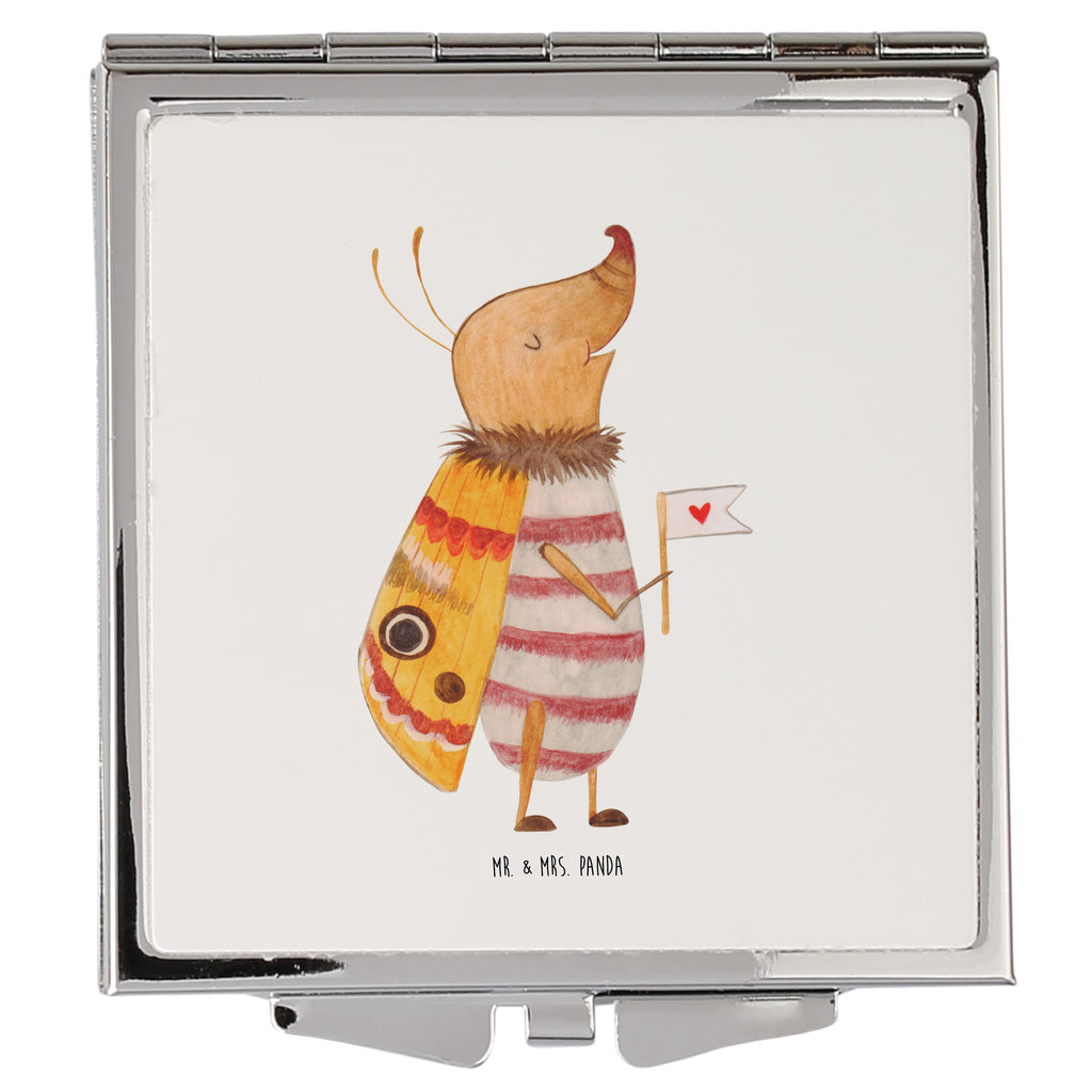 Handtaschenspiegel quadratisch Nachtfalter mit Fähnchen Spiegel, Handtasche, Quadrat, silber, schminken, Schminkspiegel, Tiermotive, Gute Laune, lustige Sprüche, Tiere, Nachtfalter, Käfer, Spruch lustig, Spruch witzig, süß, niedlich, Küche Deko, Was kostet die Welt