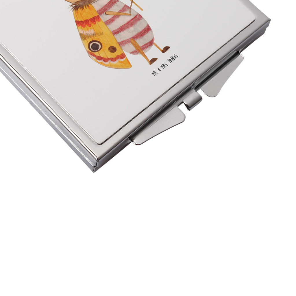Handtaschenspiegel quadratisch Nachtfalter mit Fähnchen Spiegel, Handtasche, Quadrat, silber, schminken, Schminkspiegel, Tiermotive, Gute Laune, lustige Sprüche, Tiere, Nachtfalter, Käfer, Spruch lustig, Spruch witzig, süß, niedlich, Küche Deko, Was kostet die Welt