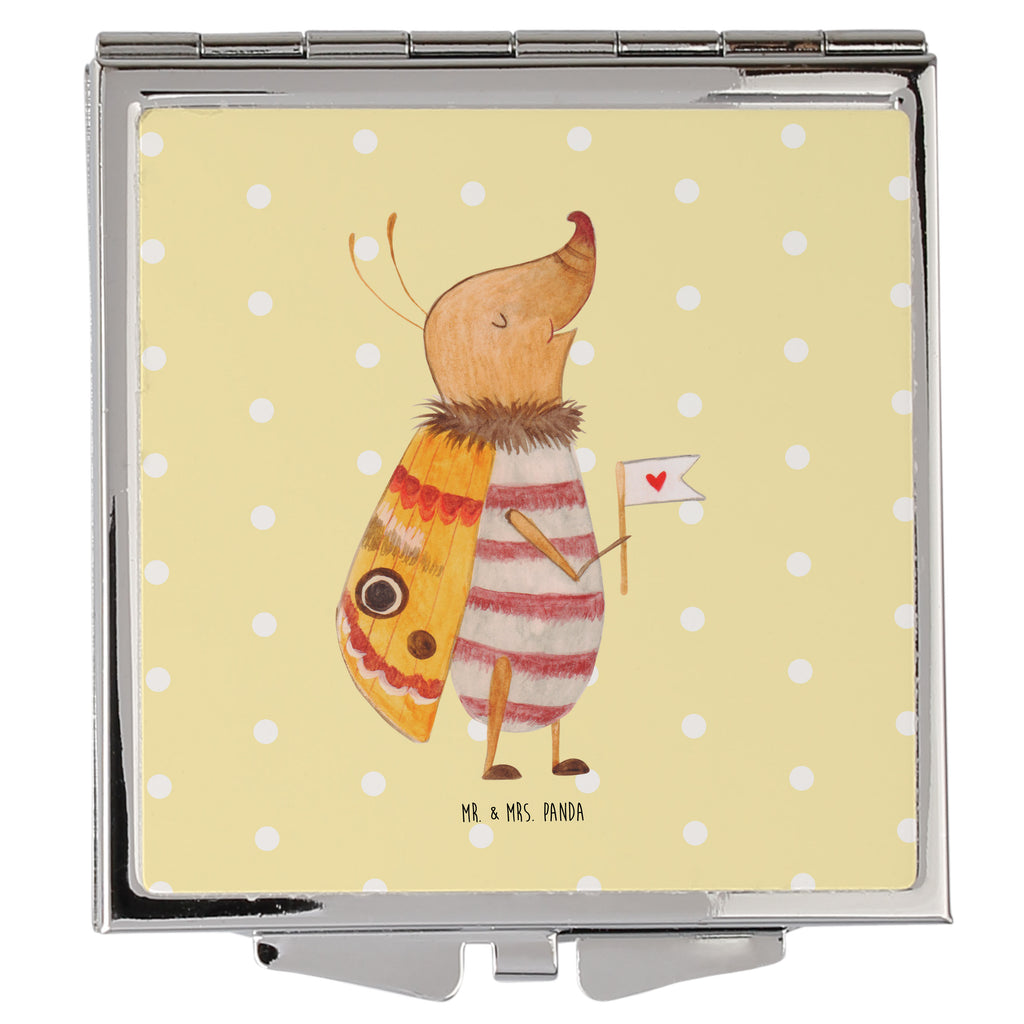 Handtaschenspiegel quadratisch Nachtfalter mit Fähnchen Spiegel, Handtasche, Quadrat, silber, schminken, Schminkspiegel, Tiermotive, Gute Laune, lustige Sprüche, Tiere, Nachtfalter, Käfer, Spruch lustig, Spruch witzig, süß, niedlich, Küche Deko, Was kostet die Welt
