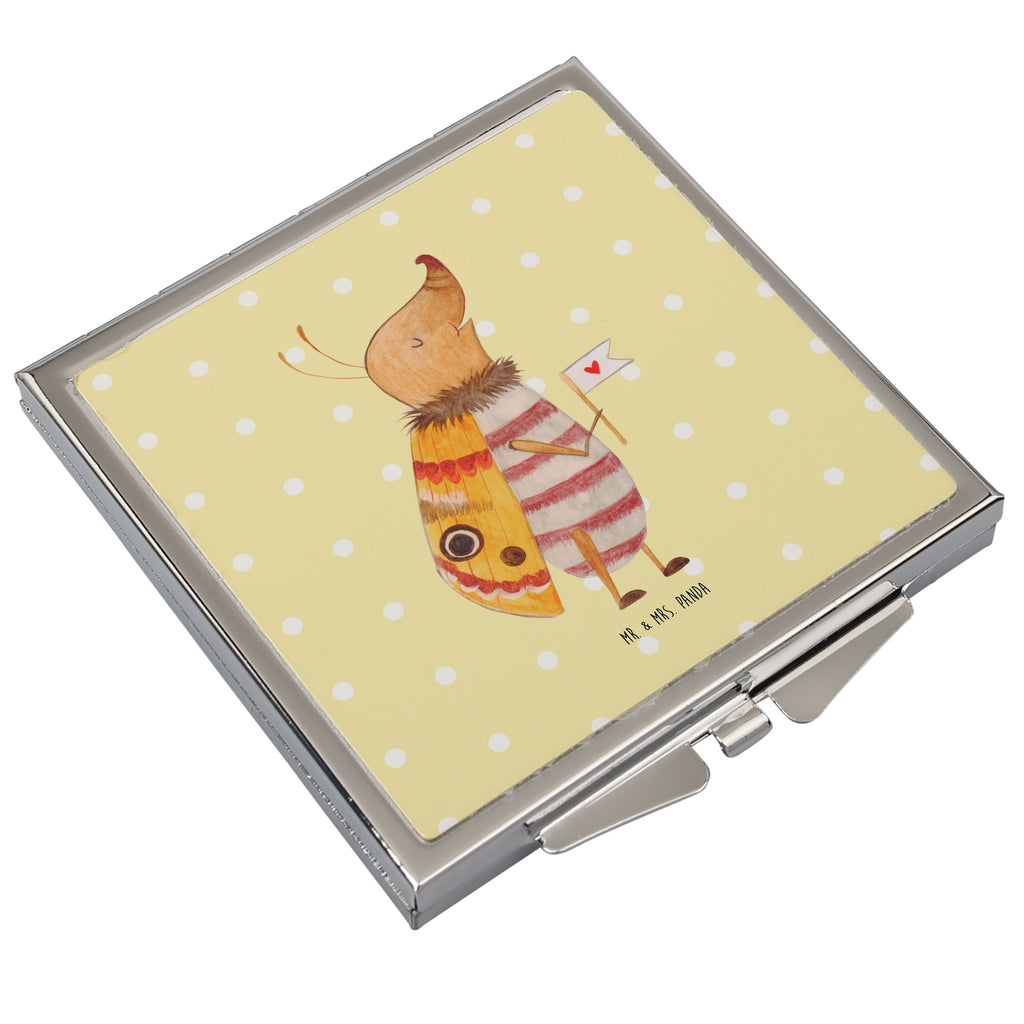 Handtaschenspiegel quadratisch Nachtfalter mit Fähnchen Spiegel, Handtasche, Quadrat, silber, schminken, Schminkspiegel, Tiermotive, Gute Laune, lustige Sprüche, Tiere, Nachtfalter, Käfer, Spruch lustig, Spruch witzig, süß, niedlich, Küche Deko, Was kostet die Welt