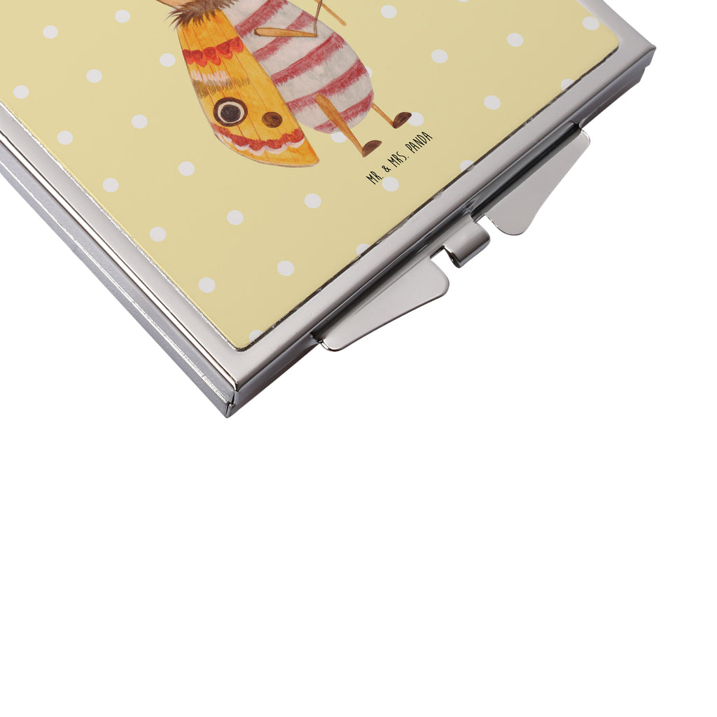 Handtaschenspiegel quadratisch Nachtfalter mit Fähnchen Spiegel, Handtasche, Quadrat, silber, schminken, Schminkspiegel, Tiermotive, Gute Laune, lustige Sprüche, Tiere, Nachtfalter, Käfer, Spruch lustig, Spruch witzig, süß, niedlich, Küche Deko, Was kostet die Welt