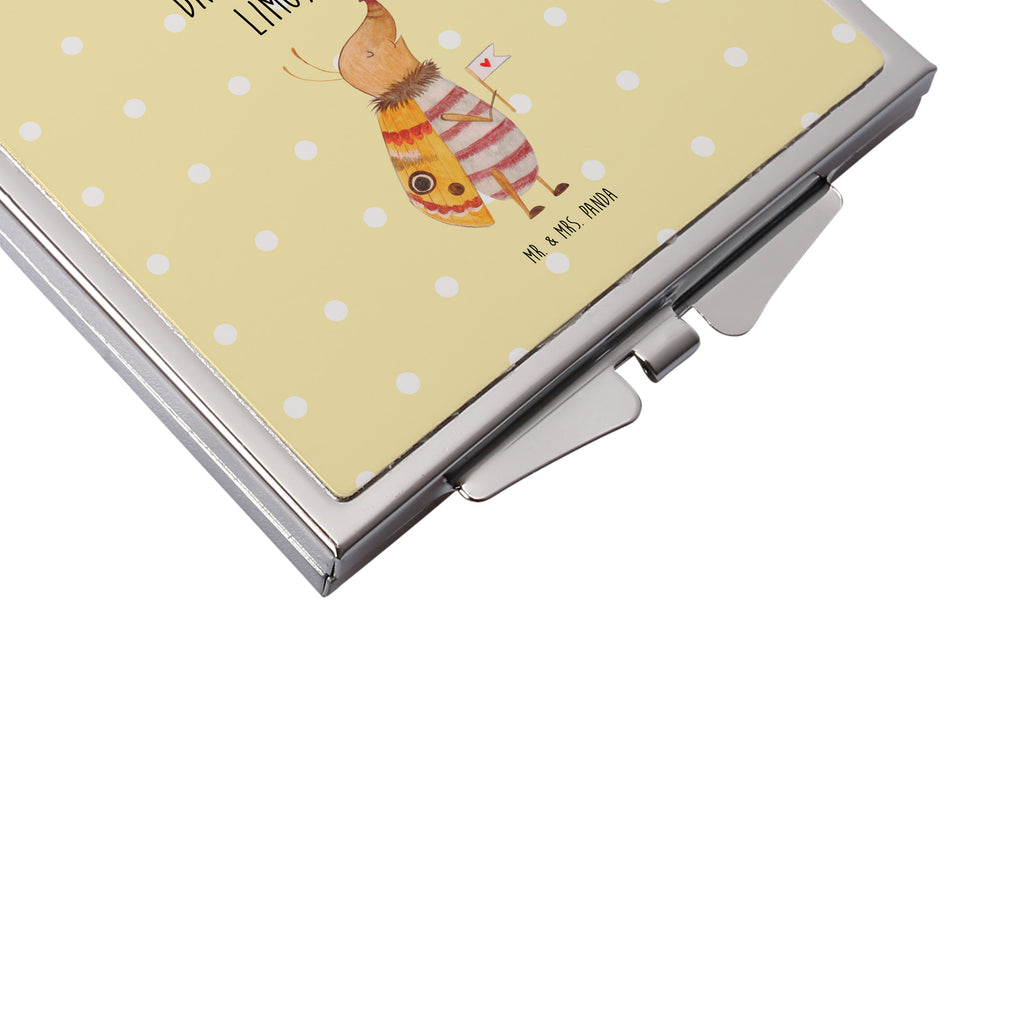 Handtaschenspiegel quadratisch Nachtfalter mit Fähnchen Spiegel, Handtasche, Quadrat, silber, schminken, Schminkspiegel, Tiermotive, Gute Laune, lustige Sprüche, Tiere, Nachtfalter, Käfer, Spruch lustig, Spruch witzig, süß, niedlich, Küche Deko, Was kostet die Welt