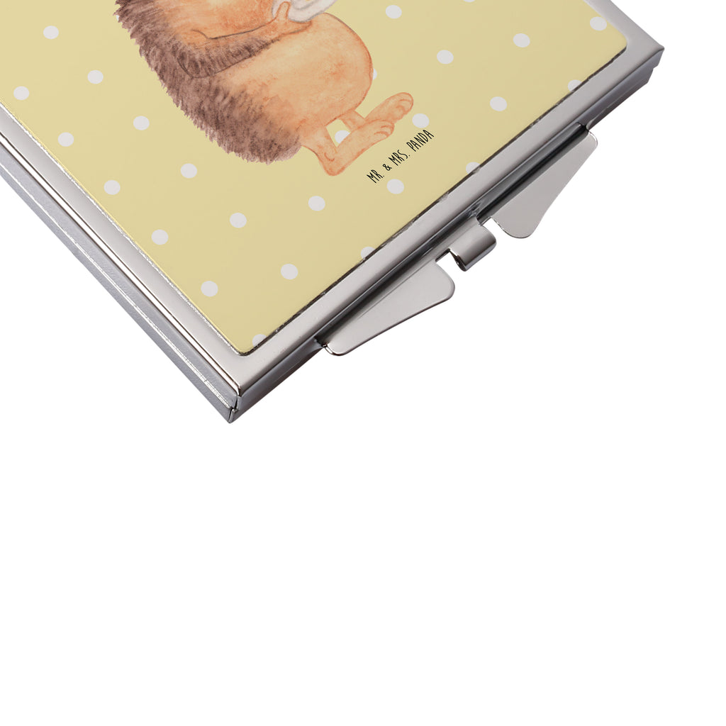 Handtaschenspiegel quadratisch Igel mit Kuchenstück Spiegel, Handtasche, Quadrat, silber, schminken, Schminkspiegel, Tiermotive, Gute Laune, lustige Sprüche, Tiere, Igel, Essen Spruch, Kuchen, Backen Geschenk, Kuchen backen, Einladung Party, Geburtstagskuchen, Torte