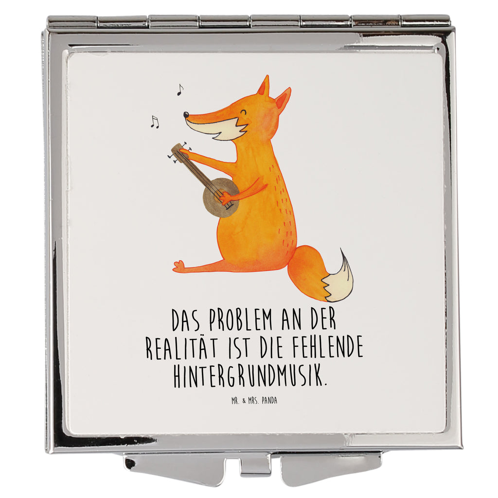 Handtaschenspiegel quadratisch Fuchs Gitarre Spiegel, Handtasche, Quadrat, silber, schminken, Schminkspiegel, Fuchs, Füchse, Geschenk Musiker, Musik Spruch, Musikerin, Sänger, Sängerin, Gitarre