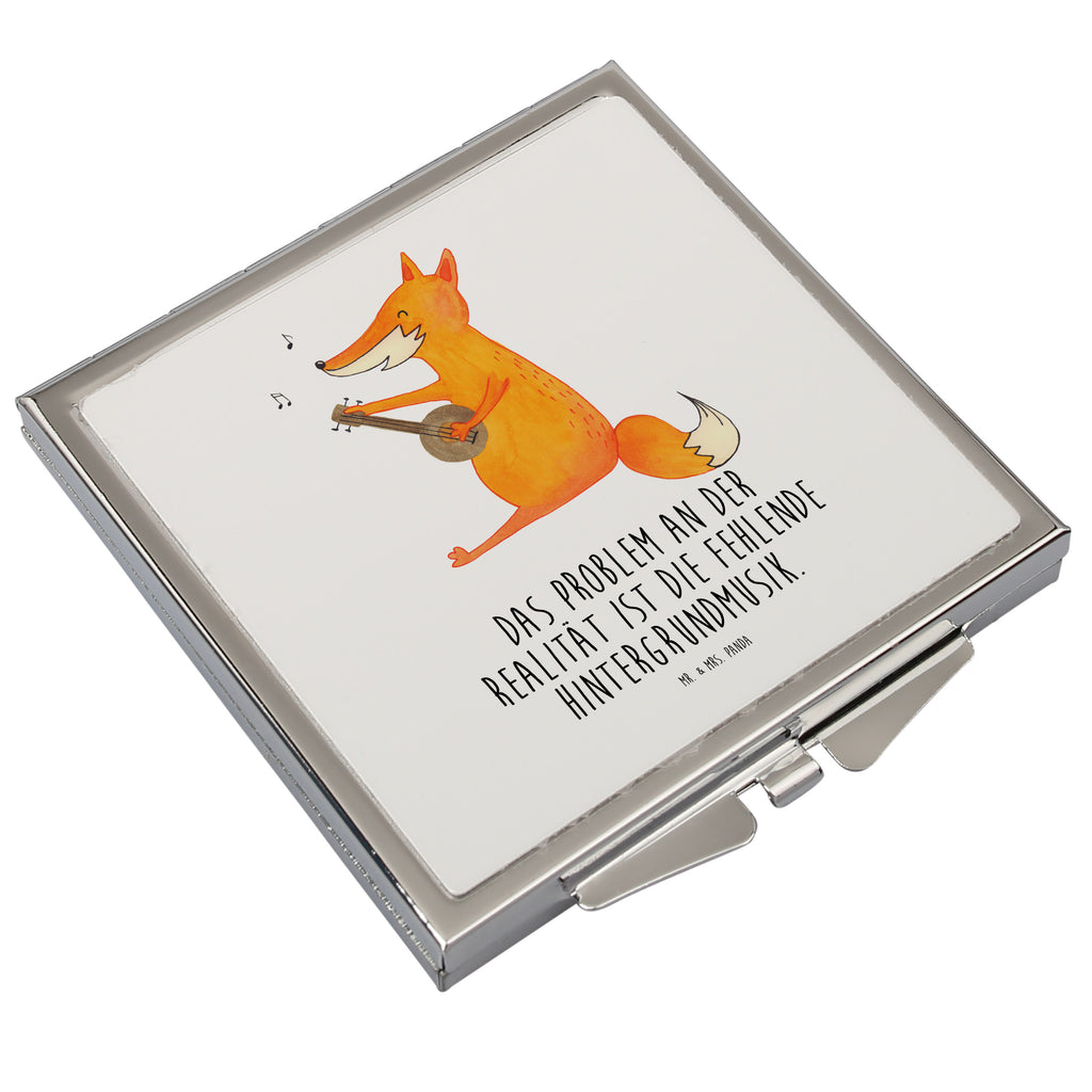 Handtaschenspiegel quadratisch Fuchs Gitarre Spiegel, Handtasche, Quadrat, silber, schminken, Schminkspiegel, Fuchs, Füchse, Geschenk Musiker, Musik Spruch, Musikerin, Sänger, Sängerin, Gitarre