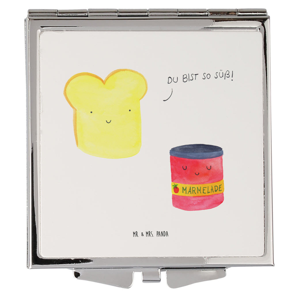 Handtaschenspiegel quadratisch Toast & Marmelade Spiegel, Handtasche, Quadrat, silber, schminken, Schminkspiegel, Tiermotive, Gute Laune, lustige Sprüche, Tiere, Toast, Marmelade, Dreamteam, süße Postkarte, süß, Küche Deko, Küche Spruch, Frühstück Einladung, Brot, Toastbrot