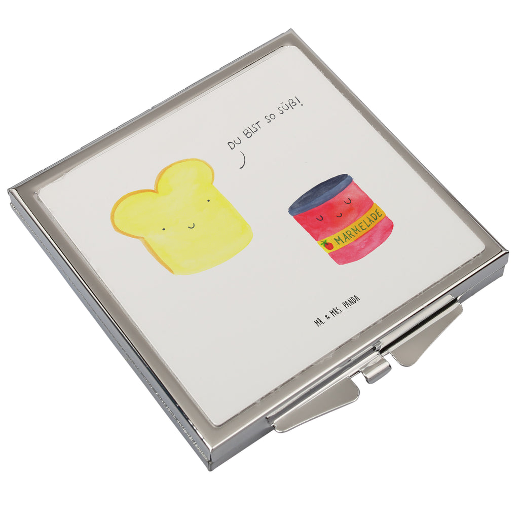 Handtaschenspiegel quadratisch Toast & Marmelade Spiegel, Handtasche, Quadrat, silber, schminken, Schminkspiegel, Tiermotive, Gute Laune, lustige Sprüche, Tiere, Toast, Marmelade, Dreamteam, süße Postkarte, süß, Küche Deko, Küche Spruch, Frühstück Einladung, Brot, Toastbrot