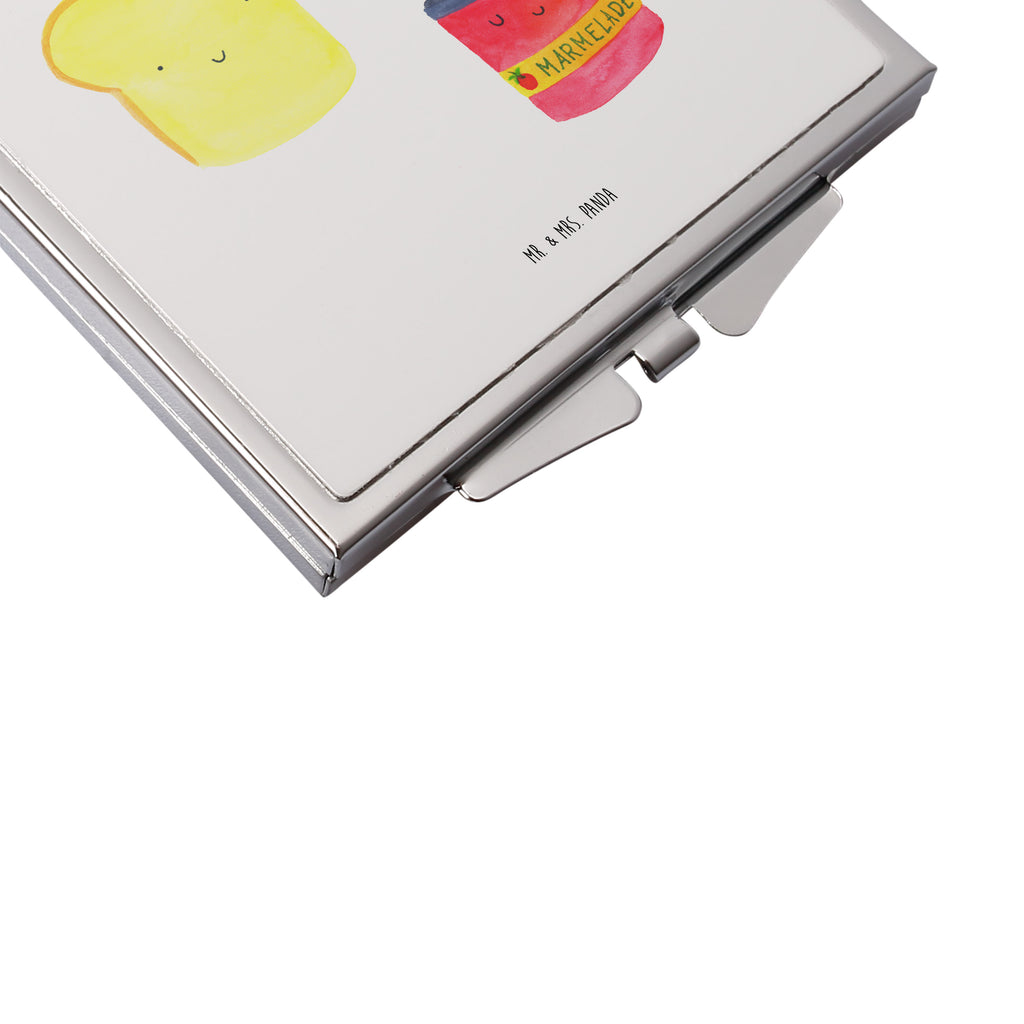 Handtaschenspiegel quadratisch Toast & Marmelade Spiegel, Handtasche, Quadrat, silber, schminken, Schminkspiegel, Tiermotive, Gute Laune, lustige Sprüche, Tiere, Toast, Marmelade, Dreamteam, süße Postkarte, süß, Küche Deko, Küche Spruch, Frühstück Einladung, Brot, Toastbrot