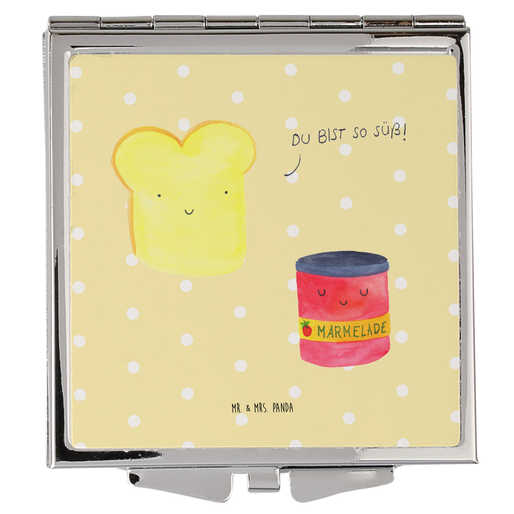 Handtaschenspiegel quadratisch Toast & Marmelade Spiegel, Handtasche, Quadrat, silber, schminken, Schminkspiegel, Tiermotive, Gute Laune, lustige Sprüche, Tiere, Toast, Marmelade, Dreamteam, süße Postkarte, süß, Küche Deko, Küche Spruch, Frühstück Einladung, Brot, Toastbrot