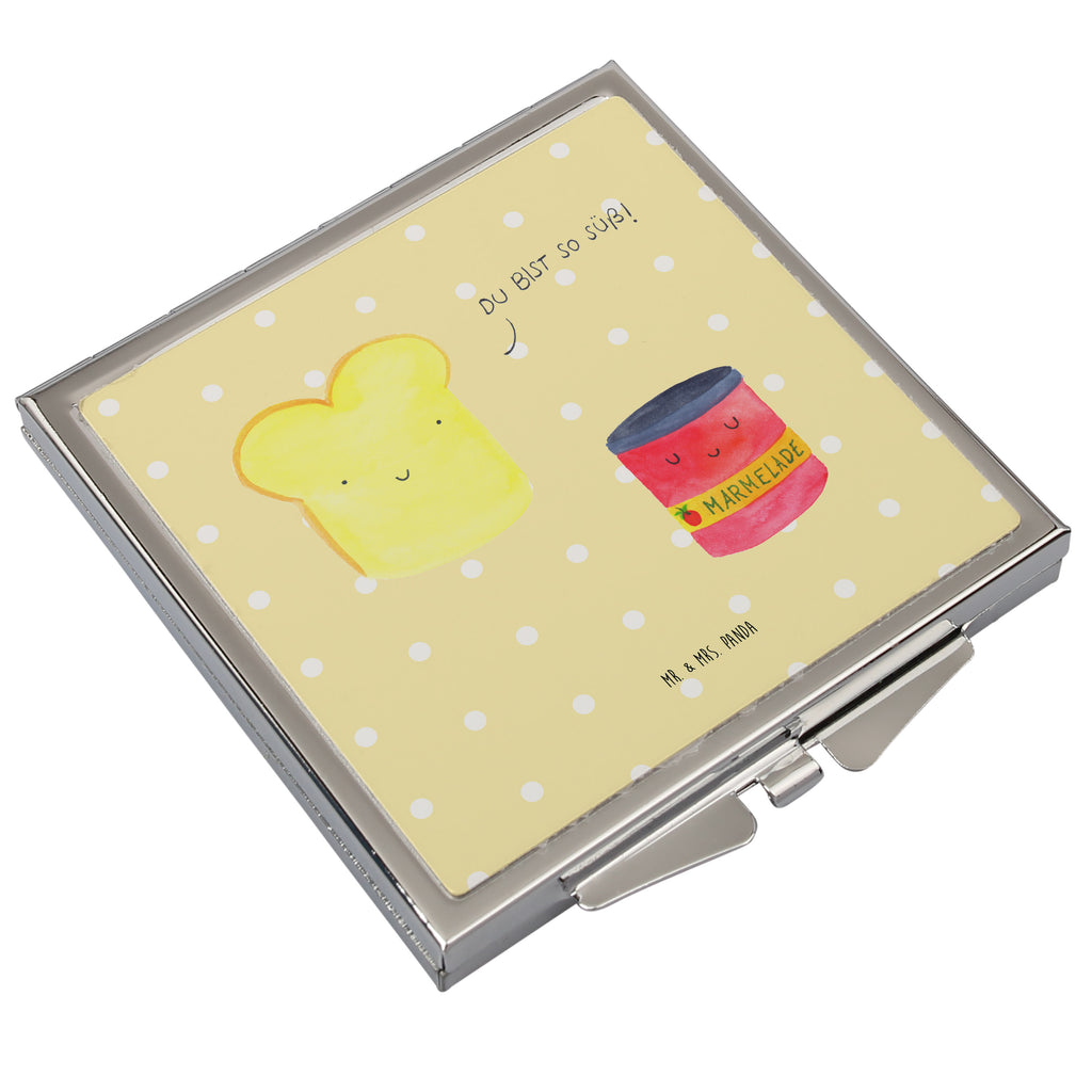 Handtaschenspiegel quadratisch Toast & Marmelade Spiegel, Handtasche, Quadrat, silber, schminken, Schminkspiegel, Tiermotive, Gute Laune, lustige Sprüche, Tiere, Toast, Marmelade, Dreamteam, süße Postkarte, süß, Küche Deko, Küche Spruch, Frühstück Einladung, Brot, Toastbrot