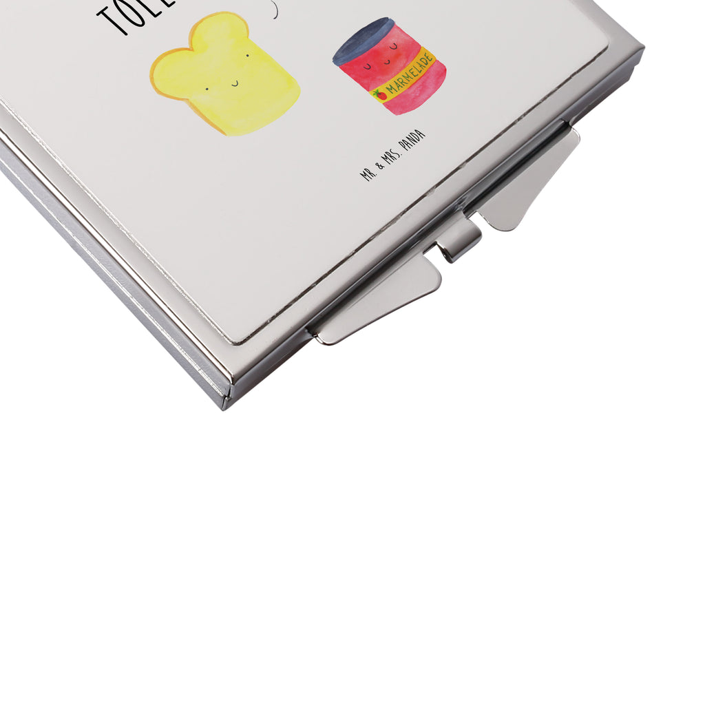 Handtaschenspiegel quadratisch Toast & Marmelade Spiegel, Handtasche, Quadrat, silber, schminken, Schminkspiegel, Tiermotive, Gute Laune, lustige Sprüche, Tiere, Toast, Marmelade, Dreamteam, süße Postkarte, süß, Küche Deko, Küche Spruch, Frühstück Einladung, Brot, Toastbrot