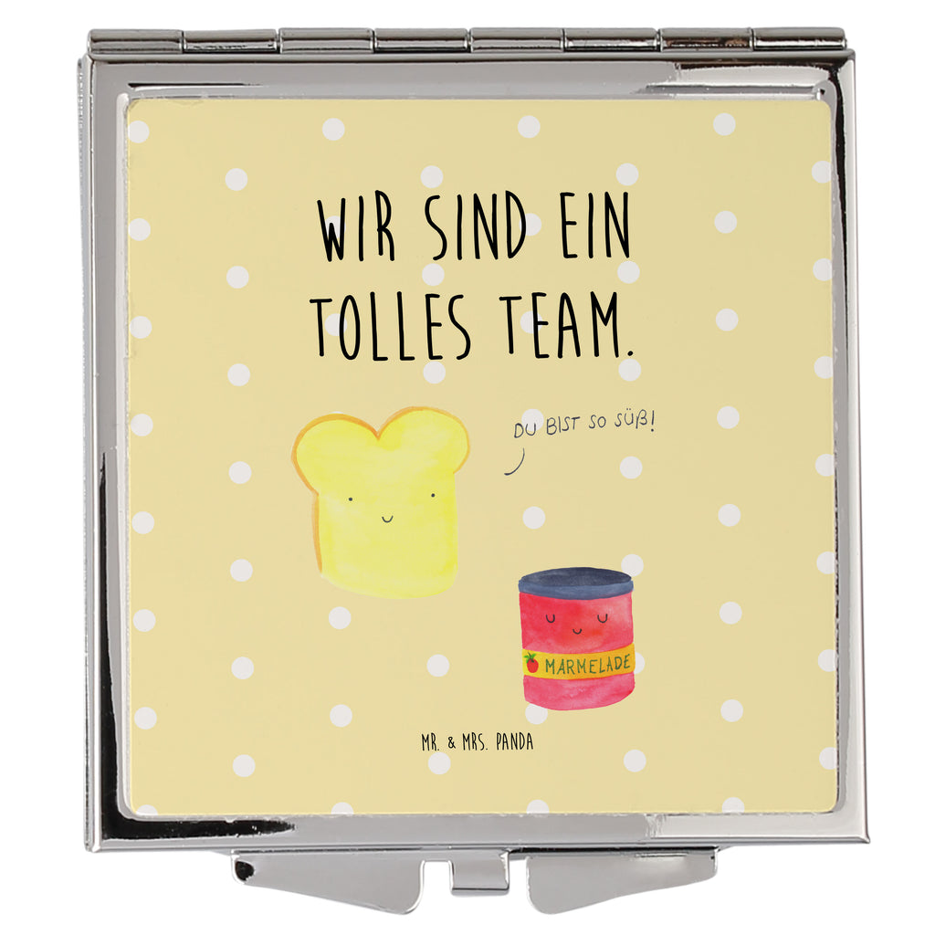 Handtaschenspiegel quadratisch Toast & Marmelade Spiegel, Handtasche, Quadrat, silber, schminken, Schminkspiegel, Tiermotive, Gute Laune, lustige Sprüche, Tiere, Toast, Marmelade, Dreamteam, süße Postkarte, süß, Küche Deko, Küche Spruch, Frühstück Einladung, Brot, Toastbrot