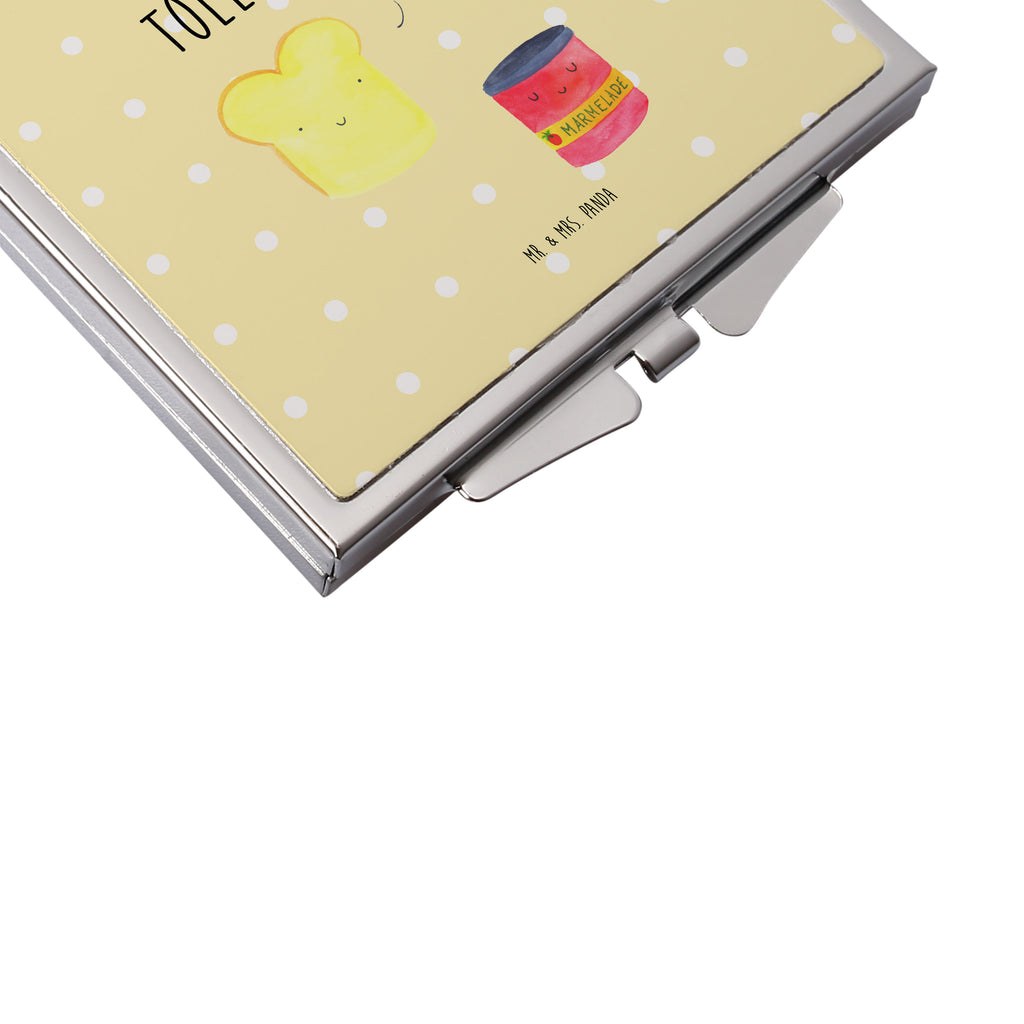 Handtaschenspiegel quadratisch Toast & Marmelade Spiegel, Handtasche, Quadrat, silber, schminken, Schminkspiegel, Tiermotive, Gute Laune, lustige Sprüche, Tiere, Toast, Marmelade, Dreamteam, süße Postkarte, süß, Küche Deko, Küche Spruch, Frühstück Einladung, Brot, Toastbrot