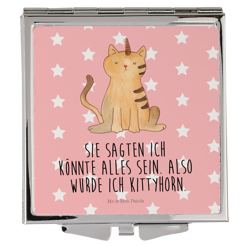 Handtaschenspiegel quadratisch Einhorn Katze Spiegel, Handtasche, Quadrat, silber, schminken, Schminkspiegel, Einhorn, Einhörner, Einhorn Deko, Pegasus, Unicorn, Katzer, Mieze, Regenbogen, Glitzer, Einhornpower, Erwachsenwerden, Katze, Katzenhorn, Einhornkatze, Kittyhorn