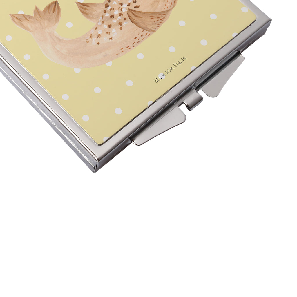 Handtaschenspiegel quadratisch Robbe liegend Spiegel, Handtasche, Quadrat, silber, schminken, Schminkspiegel, Tiermotive, Gute Laune, lustige Sprüche, Tiere, Robbe, Robben, Seehund, Strand, Meerestier, Ostsee, Nordsee, Lachen, Freude