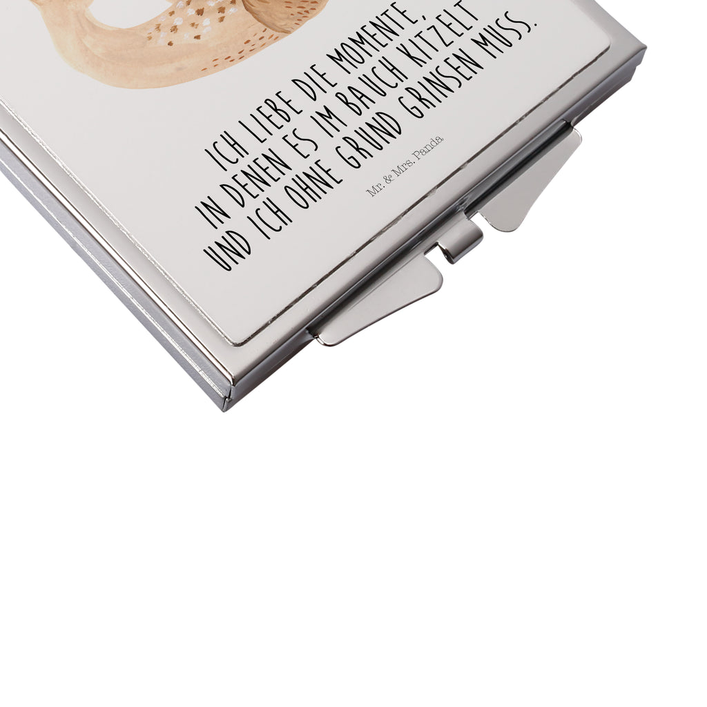 Handtaschenspiegel quadratisch Robbe liegend Spiegel, Handtasche, Quadrat, silber, schminken, Schminkspiegel, Tiermotive, Gute Laune, lustige Sprüche, Tiere, Robbe, Robben, Seehund, Strand, Meerestier, Ostsee, Nordsee, Lachen, Freude