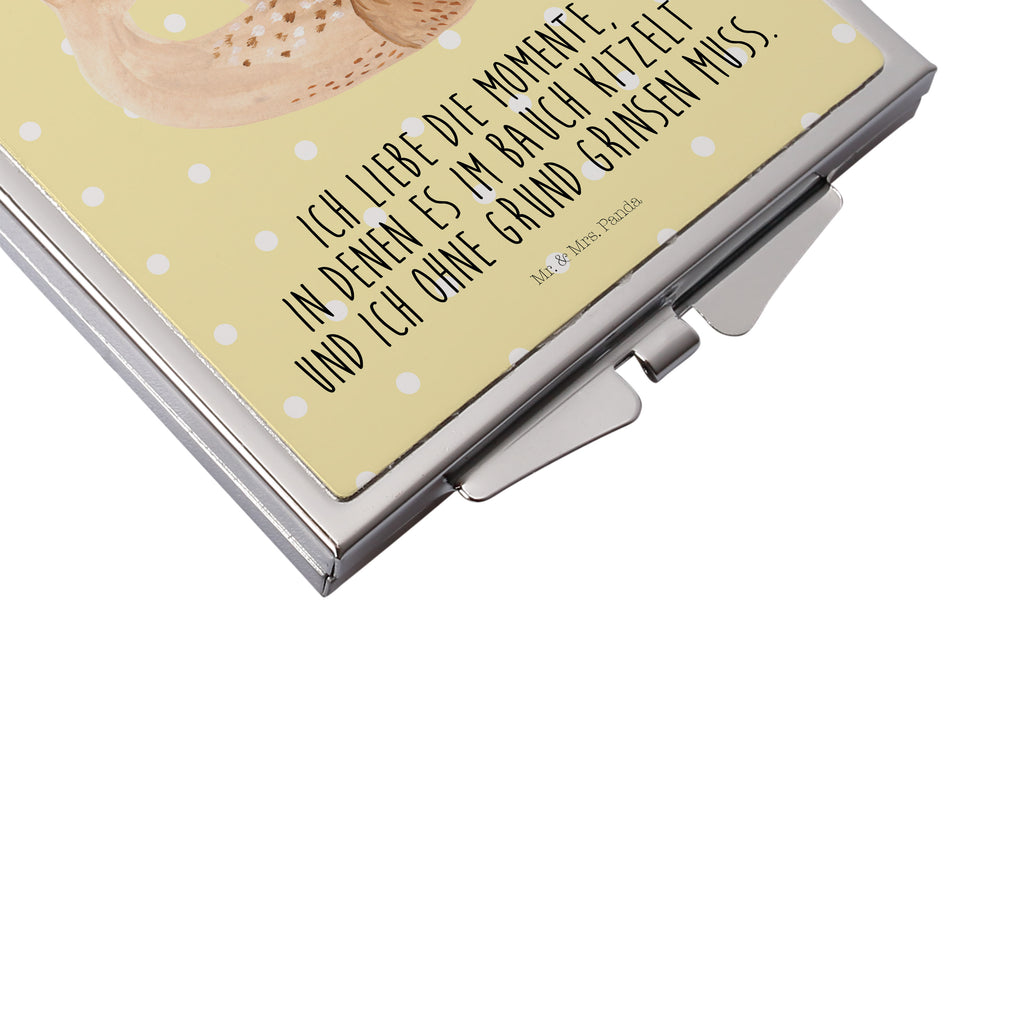 Handtaschenspiegel quadratisch Robbe liegend Spiegel, Handtasche, Quadrat, silber, schminken, Schminkspiegel, Tiermotive, Gute Laune, lustige Sprüche, Tiere, Robbe, Robben, Seehund, Strand, Meerestier, Ostsee, Nordsee, Lachen, Freude