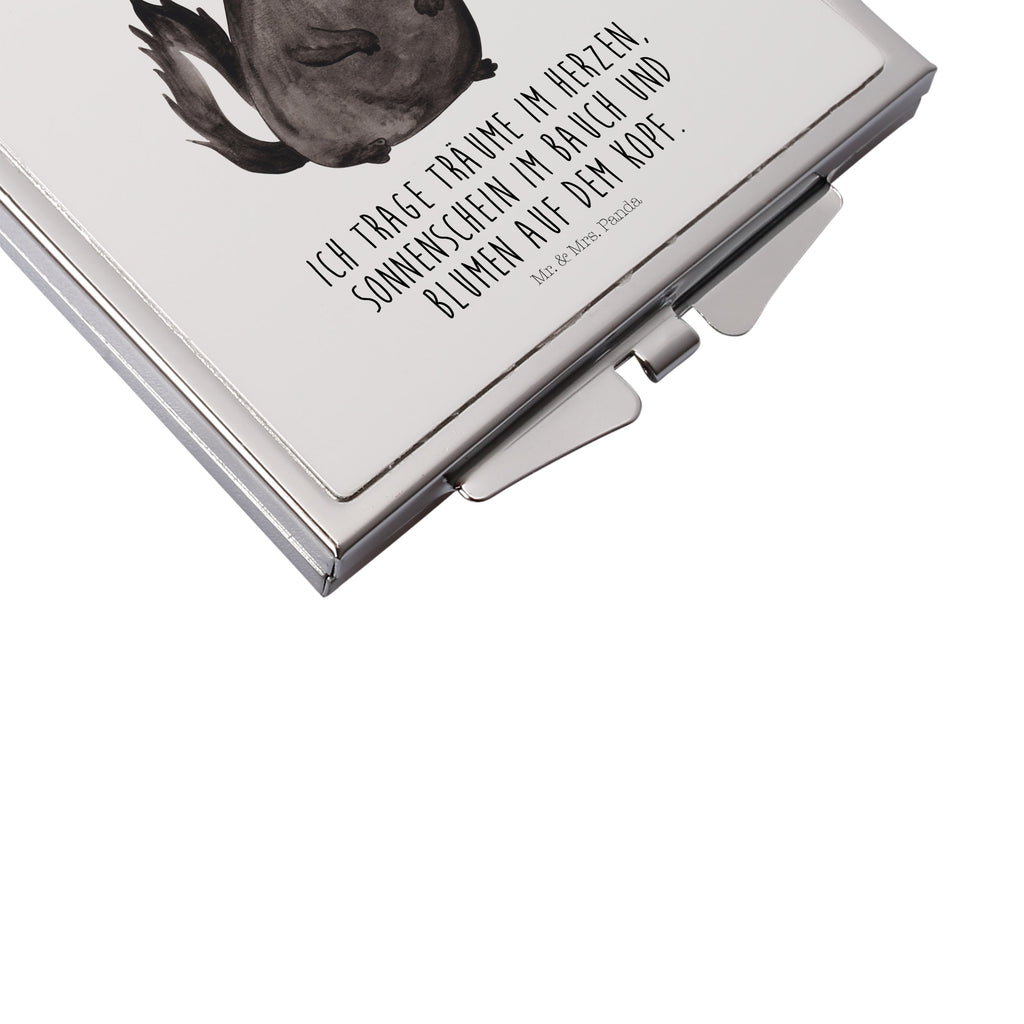 Handtaschenspiegel quadratisch Stinktier Blumenmaedchen Spiegel, Handtasche, Quadrat, silber, schminken, Schminkspiegel, Stinktier, Skunk, Wildtier, Raubtier, Stinker, Stinki, Yoga, Namaste, Lebe, Liebe, Lache