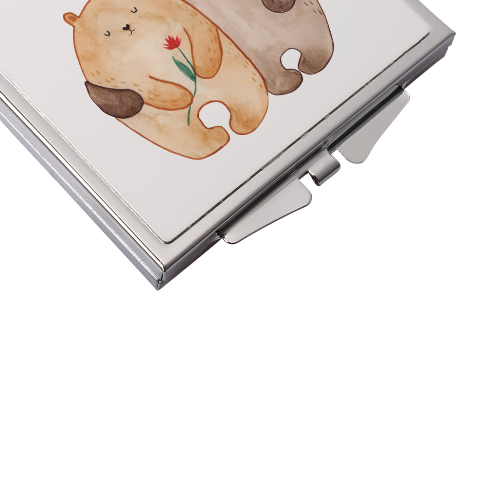 Handtaschenspiegel quadratisch Bären Liebe Spiegel, Handtasche, Quadrat, silber, schminken, Schminkspiegel, Liebe, Partner, Freund, Freundin, Ehemann, Ehefrau, Heiraten, Verlobung, Heiratsantrag, Liebesgeschenk, Jahrestag, Hocheitstag, Verliebt, Verlobt, Verheiratet, Geschenk Freundin, Geschenk Freund, Liebesbeweis, Hochzeitstag, Geschenk Hochzeit, Bären, Bärchen, Bär
