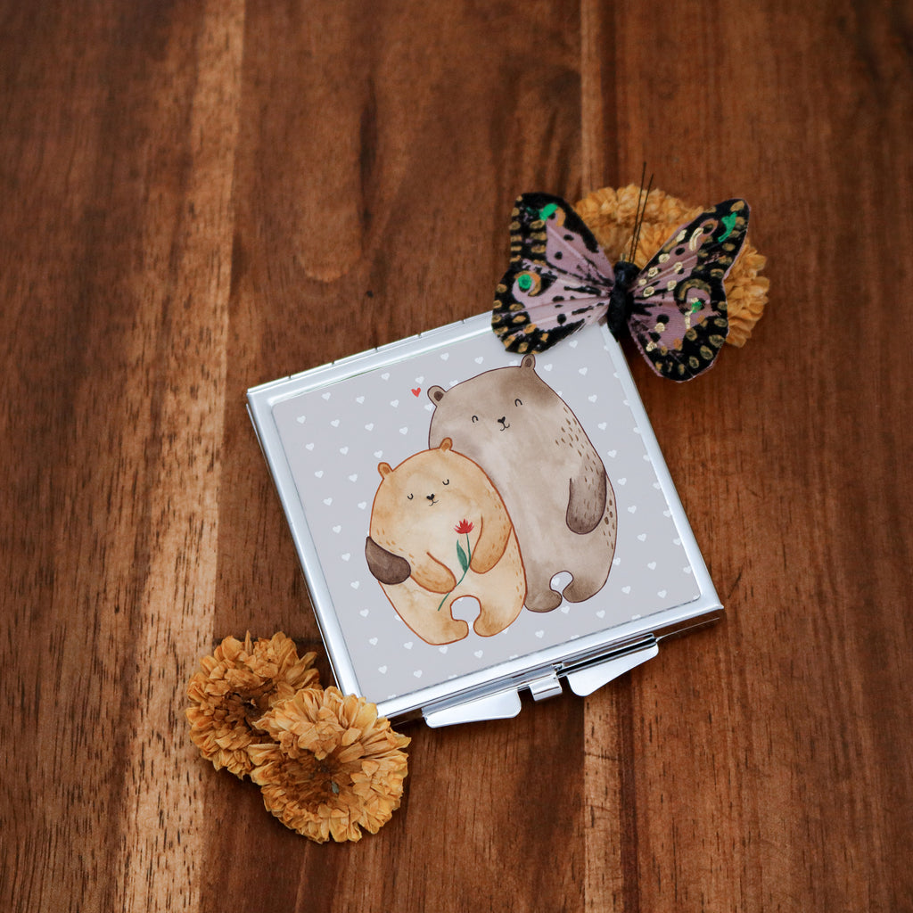 Handtaschenspiegel quadratisch Bären Liebe Spiegel, Handtasche, Quadrat, silber, schminken, Schminkspiegel, Liebe, Partner, Freund, Freundin, Ehemann, Ehefrau, Heiraten, Verlobung, Heiratsantrag, Liebesgeschenk, Jahrestag, Hocheitstag, Verliebt, Verlobt, Verheiratet, Geschenk Freundin, Geschenk Freund, Liebesbeweis, Hochzeitstag, Geschenk Hochzeit, Bären, Bärchen, Bär
