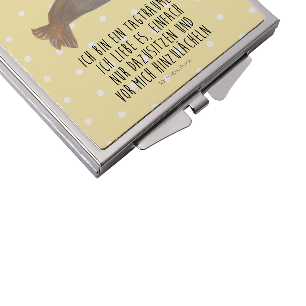 Handtaschenspiegel quadratisch Robbe lachend Spiegel, Handtasche, Quadrat, silber, schminken, Schminkspiegel, Tiermotive, Gute Laune, lustige Sprüche, Tiere, Robbe, Robben, Seehund, Strand, Meerestier, Ostsee, Nordsee