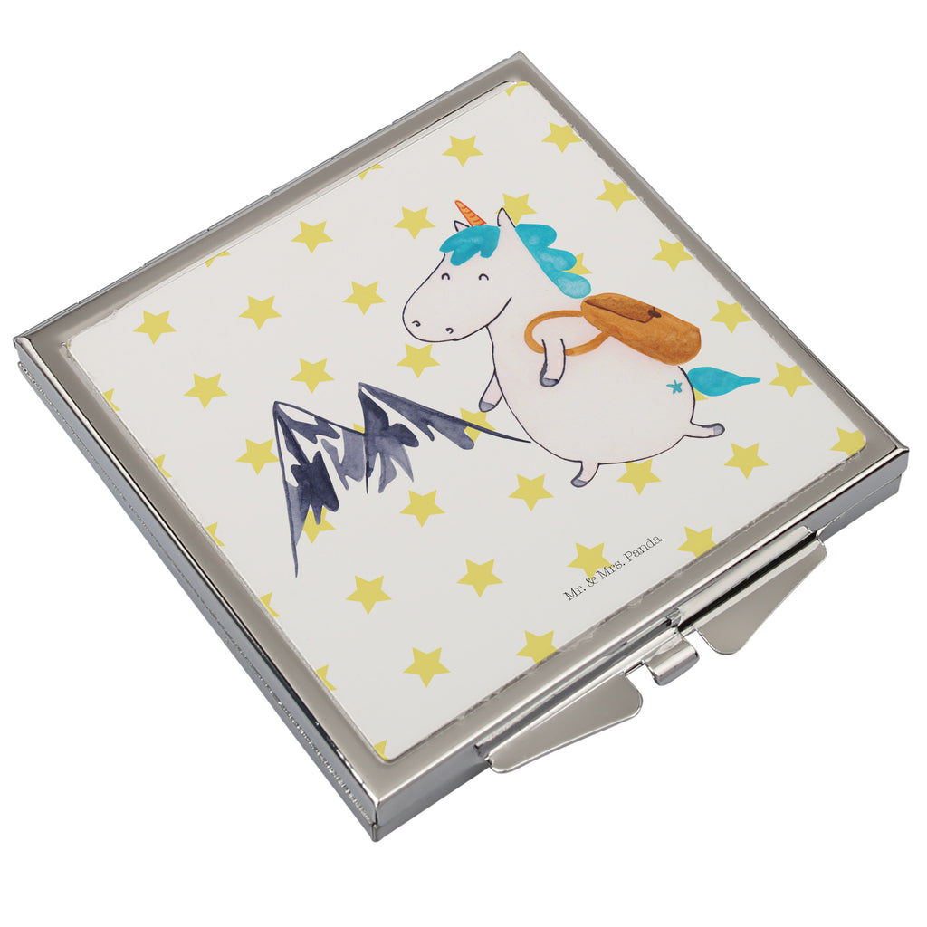 Handtaschenspiegel quadratisch Einhorn Bergsteiger Spiegel, Handtasche, Quadrat, silber, schminken, Schminkspiegel, Einhorn, Einhörner, Einhorn Deko, Pegasus, Unicorn, Bergsteiger, Abenteuer, Berge, Abenteurer, Weltenbummler, Weltreise, Reisen, Urlaub, Entdecker