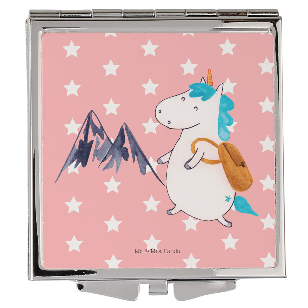 Handtaschenspiegel quadratisch Einhorn Bergsteiger Spiegel, Handtasche, Quadrat, silber, schminken, Schminkspiegel, Einhorn, Einhörner, Einhorn Deko, Pegasus, Unicorn, Bergsteiger, Abenteuer, Berge, Abenteurer, Weltenbummler, Weltreise, Reisen, Urlaub, Entdecker