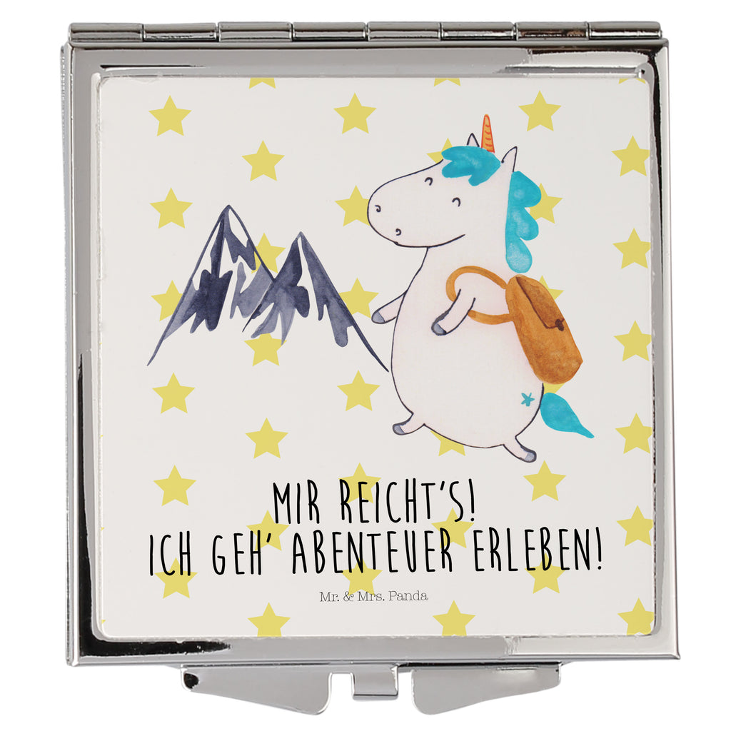 Handtaschenspiegel quadratisch Einhorn Bergsteiger Spiegel, Handtasche, Quadrat, silber, schminken, Schminkspiegel, Einhorn, Einhörner, Einhorn Deko, Pegasus, Unicorn, Bergsteiger, Abenteuer, Berge, Abenteurer, Weltenbummler, Weltreise, Reisen, Urlaub, Entdecker