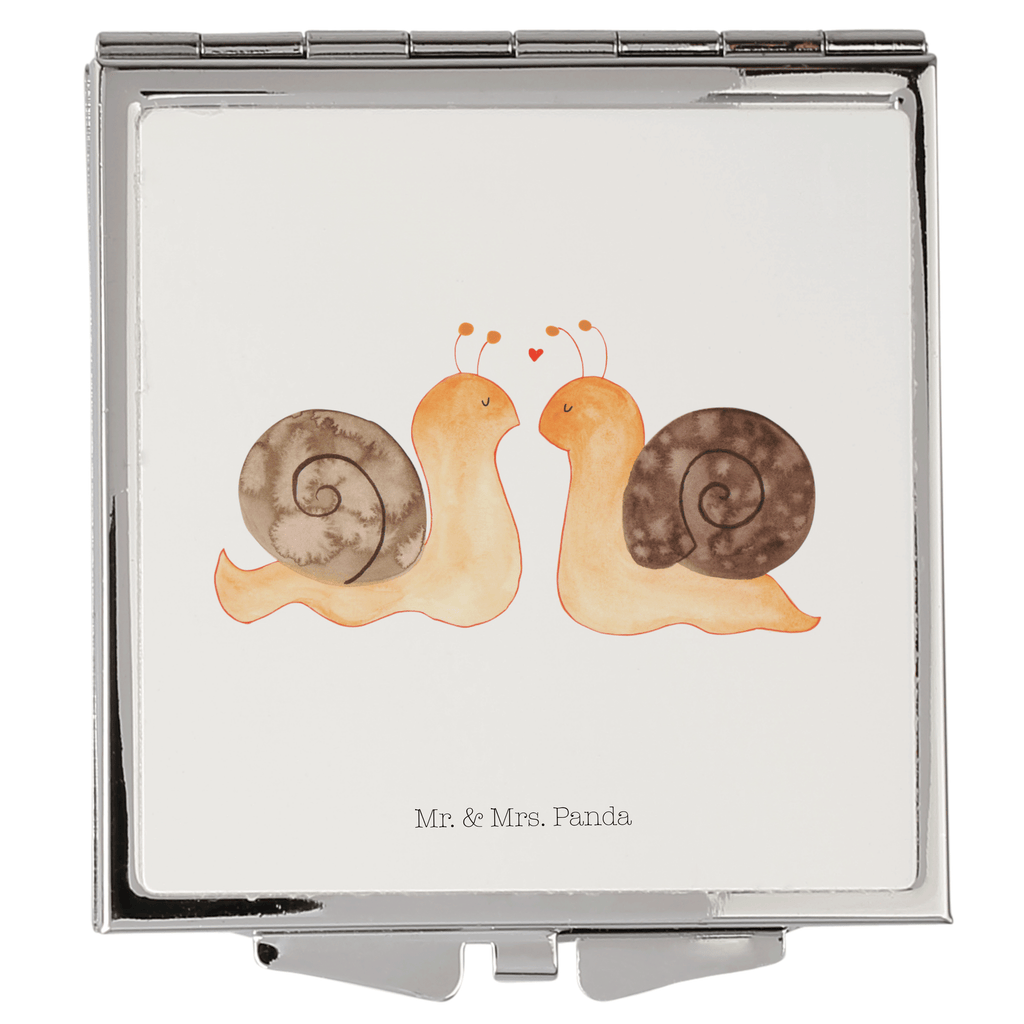Handtaschenspiegel quadratisch Schnecken Liebe Spiegel, Handtasche, Quadrat, silber, schminken, Schminkspiegel, Liebe, Partner, Freund, Freundin, Ehemann, Ehefrau, Heiraten, Verlobung, Heiratsantrag, Liebesgeschenk, Jahrestag, Hocheitstag