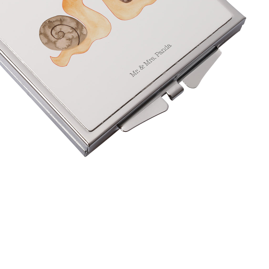 Handtaschenspiegel quadratisch Schnecken Liebe Spiegel, Handtasche, Quadrat, silber, schminken, Schminkspiegel, Liebe, Partner, Freund, Freundin, Ehemann, Ehefrau, Heiraten, Verlobung, Heiratsantrag, Liebesgeschenk, Jahrestag, Hocheitstag