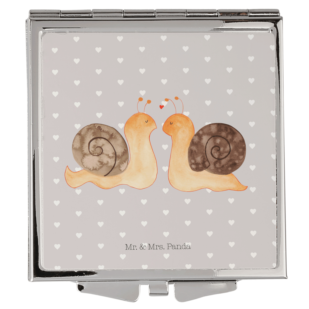 Handtaschenspiegel quadratisch Schnecken Liebe Spiegel, Handtasche, Quadrat, silber, schminken, Schminkspiegel, Liebe, Partner, Freund, Freundin, Ehemann, Ehefrau, Heiraten, Verlobung, Heiratsantrag, Liebesgeschenk, Jahrestag, Hocheitstag
