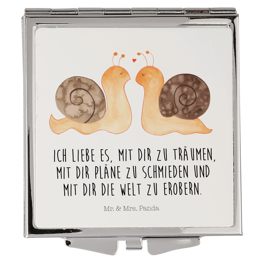 Handtaschenspiegel quadratisch Schnecken Liebe Spiegel, Handtasche, Quadrat, silber, schminken, Schminkspiegel, Liebe, Partner, Freund, Freundin, Ehemann, Ehefrau, Heiraten, Verlobung, Heiratsantrag, Liebesgeschenk, Jahrestag, Hocheitstag