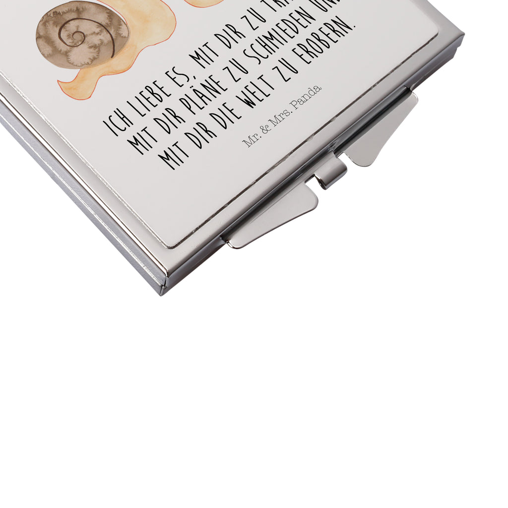 Handtaschenspiegel quadratisch Schnecken Liebe Spiegel, Handtasche, Quadrat, silber, schminken, Schminkspiegel, Liebe, Partner, Freund, Freundin, Ehemann, Ehefrau, Heiraten, Verlobung, Heiratsantrag, Liebesgeschenk, Jahrestag, Hocheitstag