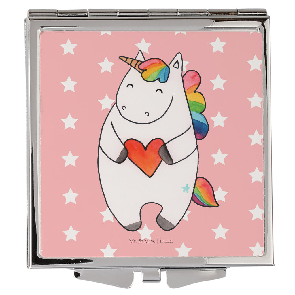 Handtaschenspiegel quadratisch Einhorn Herz Spiegel, Handtasche, Quadrat, silber, schminken, Schminkspiegel, Einhorn, Einhörner, Einhorn Deko, Pegasus, Unicorn, Herz, schlimm, böse, witzig, lustig, Freundin, anders, bunt