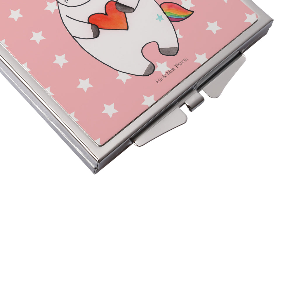 Handtaschenspiegel quadratisch Einhorn Herz Spiegel, Handtasche, Quadrat, silber, schminken, Schminkspiegel, Einhorn, Einhörner, Einhorn Deko, Pegasus, Unicorn, Herz, schlimm, böse, witzig, lustig, Freundin, anders, bunt