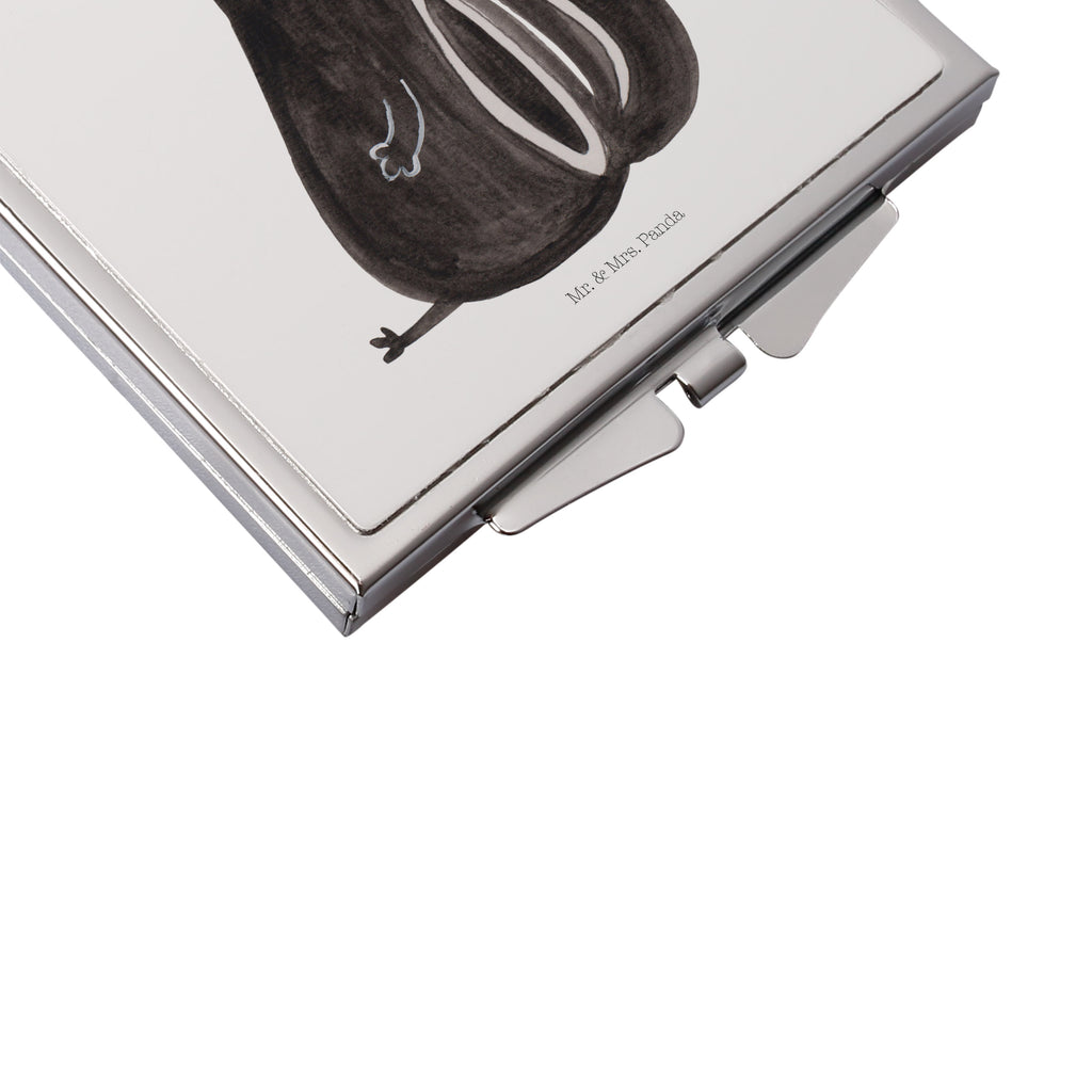 Handtaschenspiegel quadratisch Stinktier sitzend Spiegel, Handtasche, Quadrat, silber, schminken, Schminkspiegel, Stinktier, Skunk, Wildtier, Raubtier, Stinker, Stinki, Spruch, Büro, Recht, Besserwisser