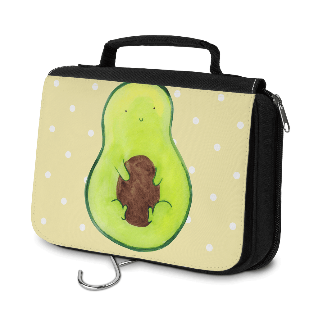 Kulturbeutel Avocado mit Kern Kulturbeutel, Zum Aufhängen, Waschtasche, Kosmetiktasche, Damen, Herren, Aufbewahrungstasche, Schminktasche, Kosmetikbeutel, Organizer, Kulturtasche, Schminkutensil, Avocado, Veggie, Vegan, Gesund, Avokado, Avocadokern, Kern, Pflanze, Spruch Leben